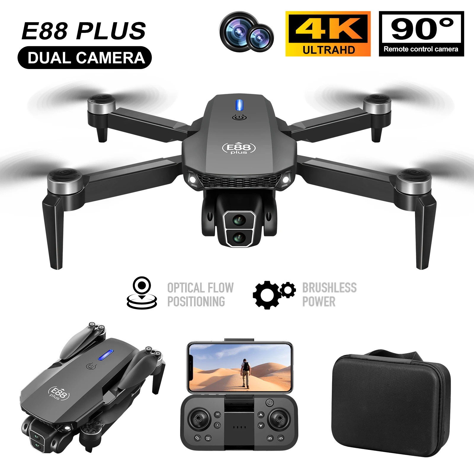 New E88 Plus Quadcopter Drone: - Drone Camera Hd recension och pris