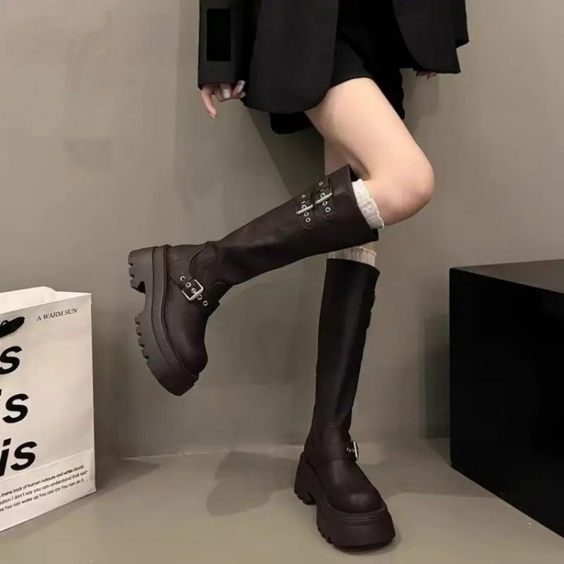 Women Chunky Platform Knee Hig - Drone Camera Stabilized recension och pris