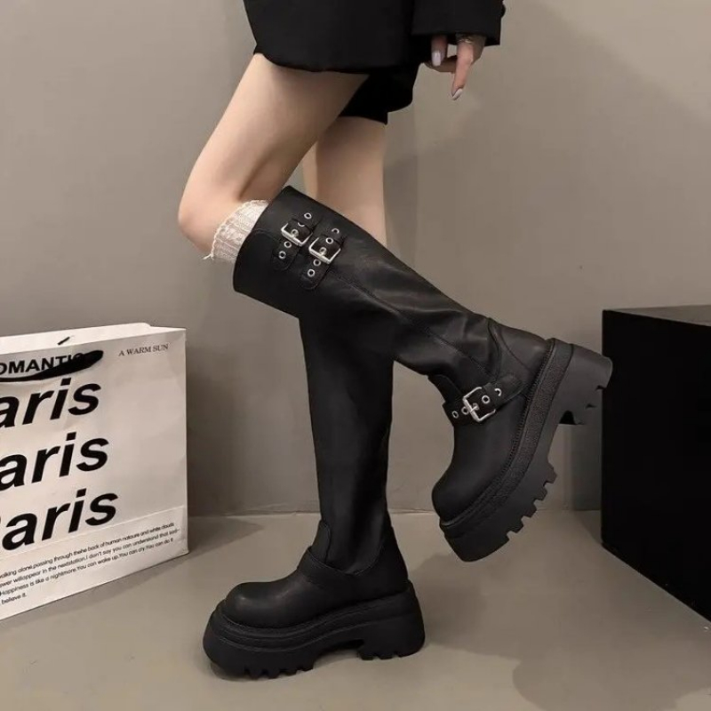 Women Chunky Platform Knee Hig - Drone Camera Stabilized recension och pris